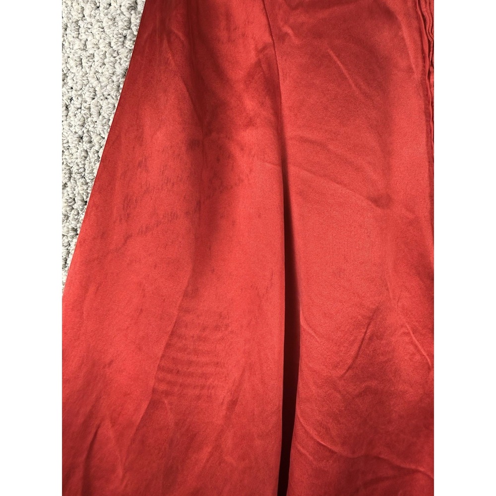 Liz Claiborne 100% Silk Pintuck Blouse Red‎ Peter Pan Collar Top L - Picture 15 of 16